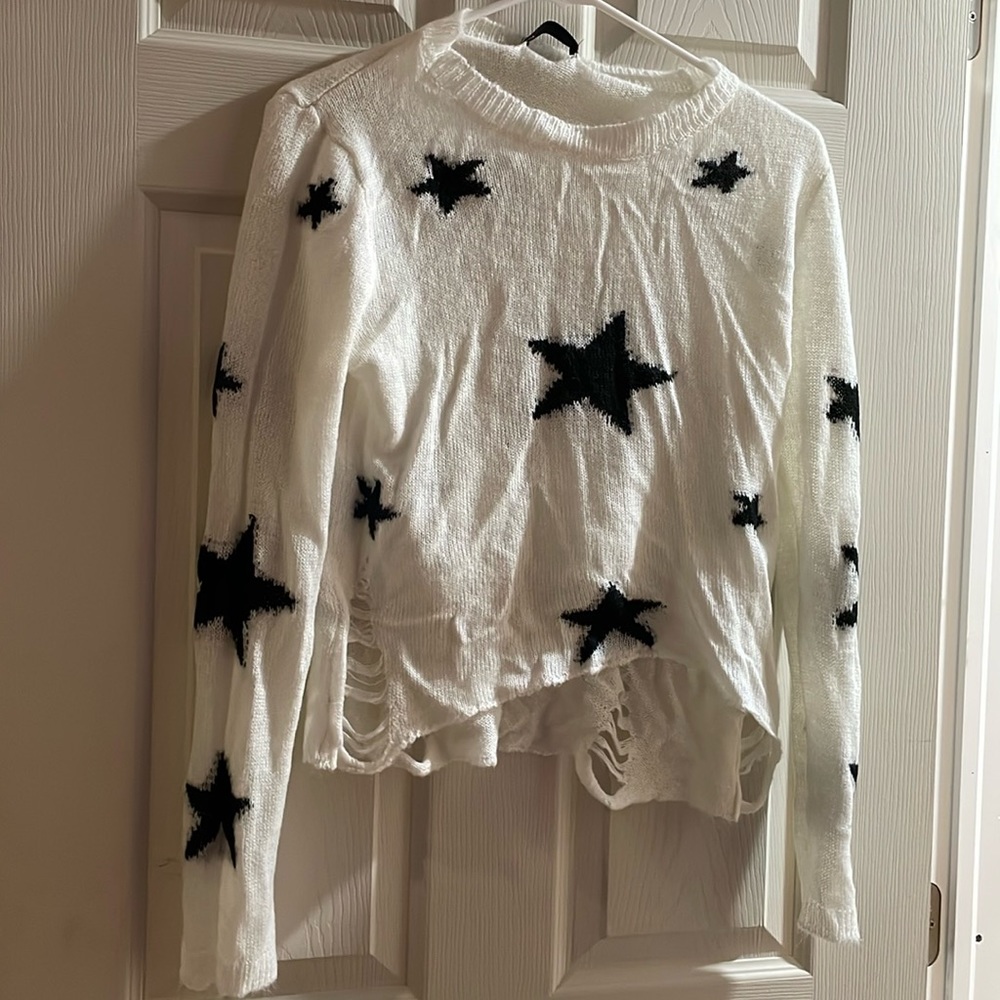 SHEIN distressed knitted sweater